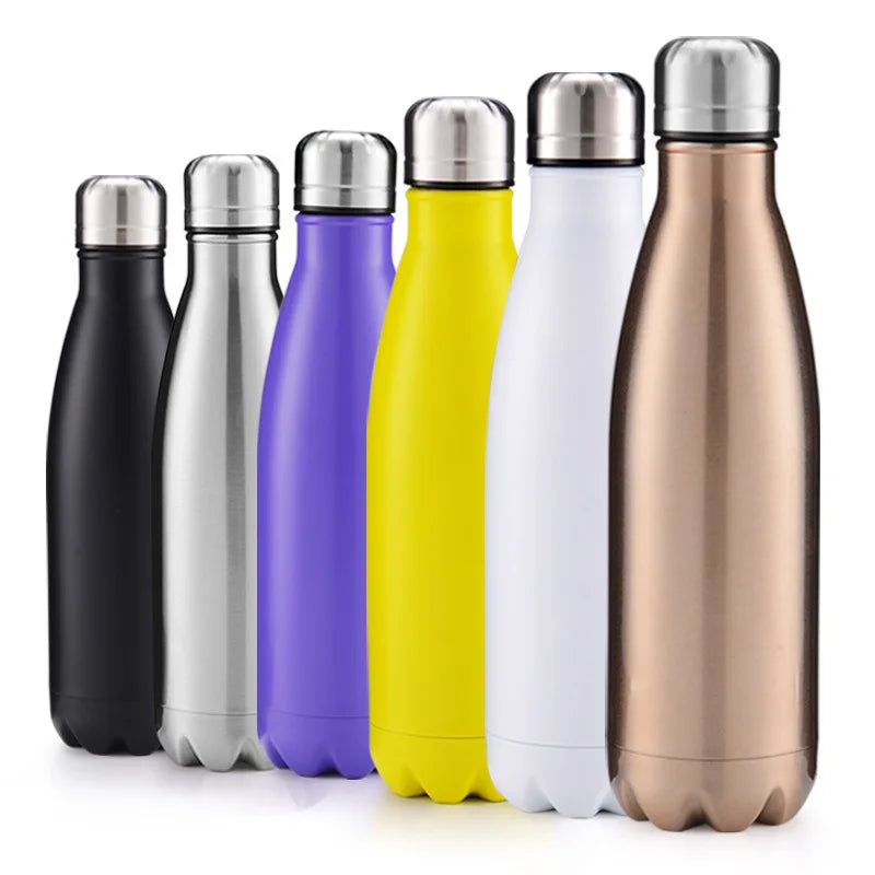 DIY Vacuum Water Bottles 500ML Safety 304 Stainless Steel Sport Coffee Cup Thermose Girls Boy Student Birth Gift Customized Logo