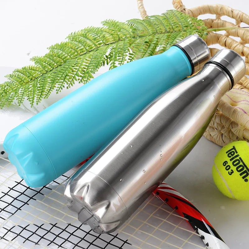 DIY Vacuum Water Bottles 500ML Safety 304 Stainless Steel Sport Coffee Cup Thermose Girls Boy Student Birth Gift Customized Logo